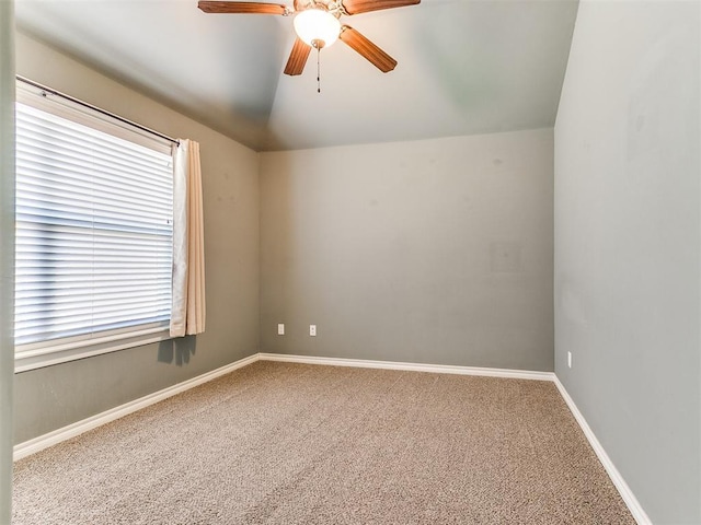 13340 Greenscape Rd, Piedmont, OK 73078 - unfurnished room featuring ceiling fan, carpet flooring, baseboards, and lofted ceiling
