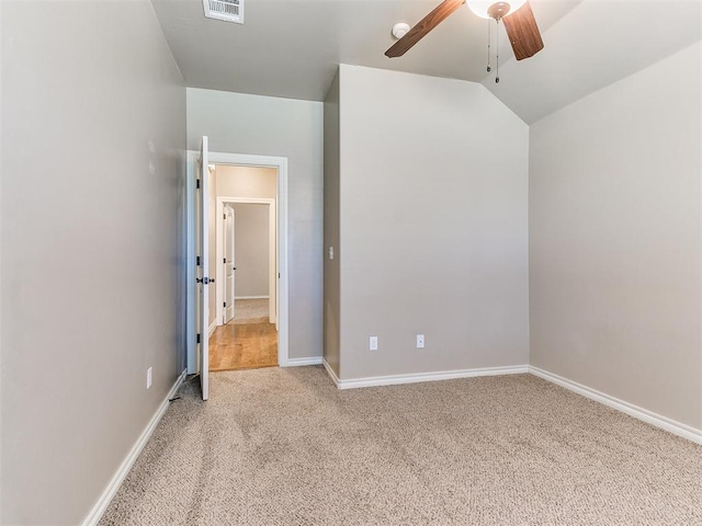 13340 Greenscape Rd, Piedmont, OK 73078 - carpeted empty room with baseboards, a ceiling fan, visible vents, and lofted ceiling