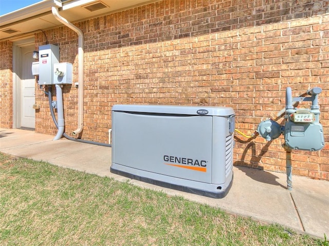 13340 Greenscape Rd, Piedmont, OK 73078 - details featuring brick siding, a power unit, and electric meter