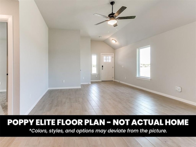 1116 SW 139th St, Oklahoma City, OK 73170 - entryway with ceiling fan, vaulted ceiling, wood finished floors, and baseboards