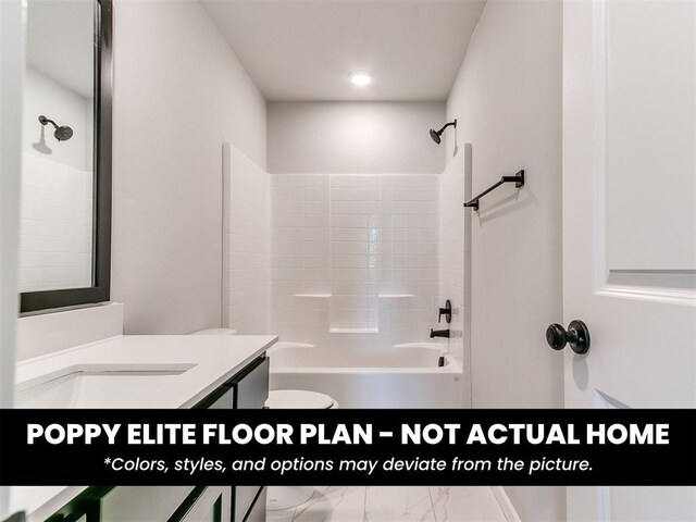 1116 SW 139th St, Oklahoma City, OK 73170 - bathroom featuring toilet, vanity, and shower / bathtub combination