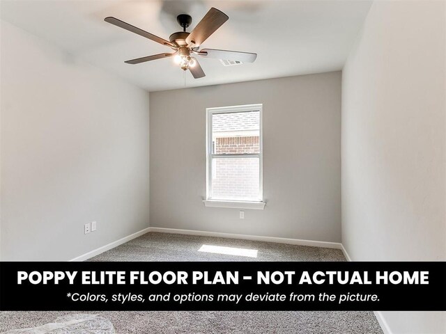 1116 SW 139th St, Oklahoma City, OK 73170 - carpeted spare room featuring ceiling fan and baseboards