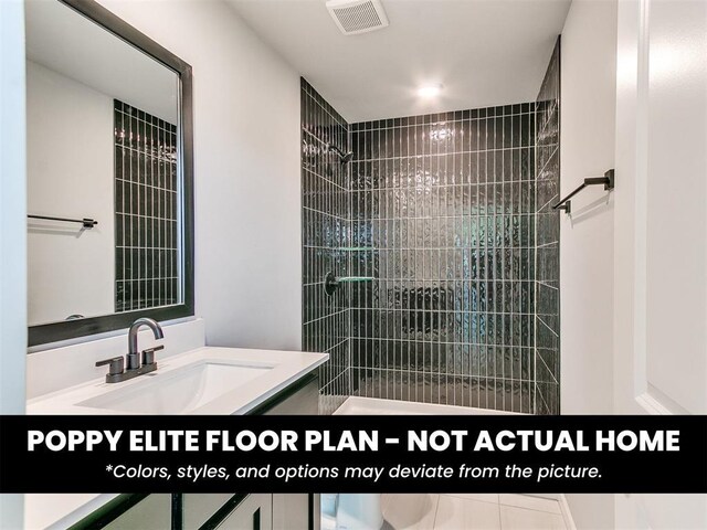 1116 SW 139th St, Oklahoma City, OK 73170 - full bathroom featuring a tile shower and vanity