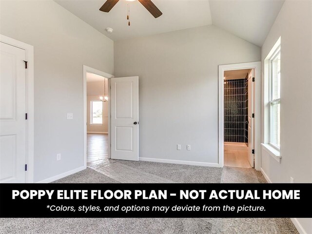 1116 SW 139th St, Oklahoma City, OK 73170 - unfurnished bedroom with lofted ceiling, carpet, and baseboards