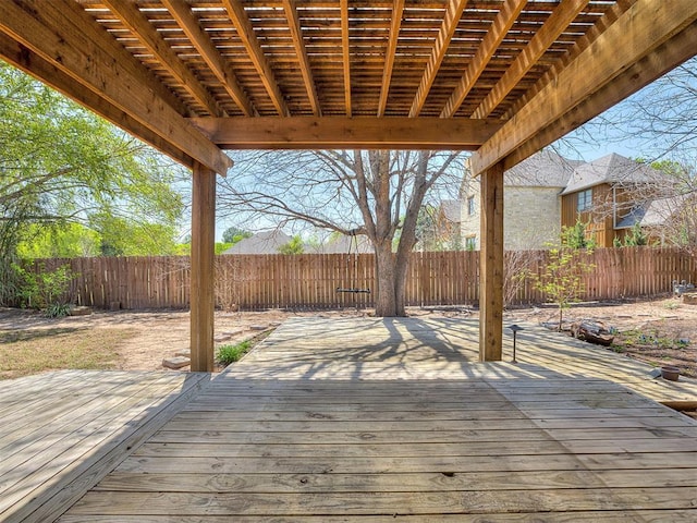 wooden deck featuring a fenced backyard