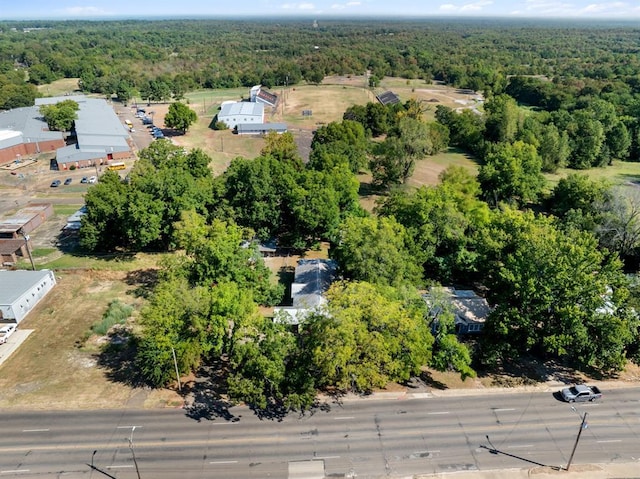 bird's eye view featuring a view of trees