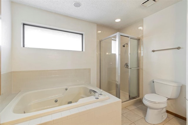 bathroom with visible vents, toilet, a stall shower, and a healthy amount of sunlight