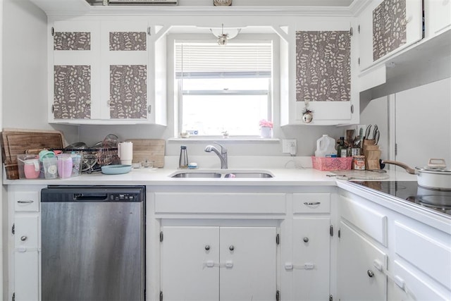 2428 SW 79th St, Oklahoma City, OK 73159 - kitchen featuring white cabinets, stainless steel dishwasher, and a sink