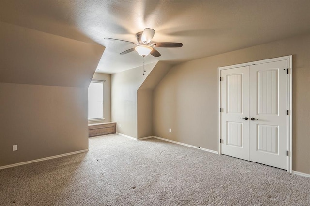5800 SE 142nd St, Oklahoma City, OK 73165 - bonus room with carpet flooring, baseboards, a ceiling fan, and lofted ceiling