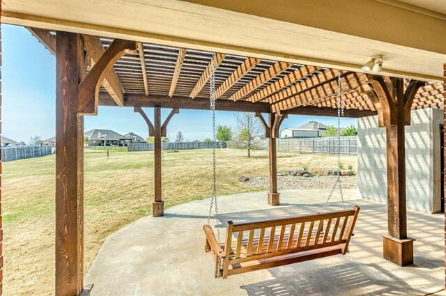 5800 SE 142nd St, Oklahoma City, OK 73165 - view of patio / terrace with a pergola and fence