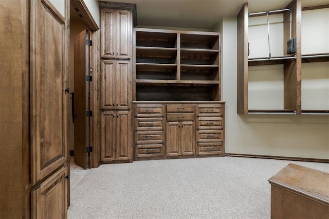 walk in closet with carpet flooring