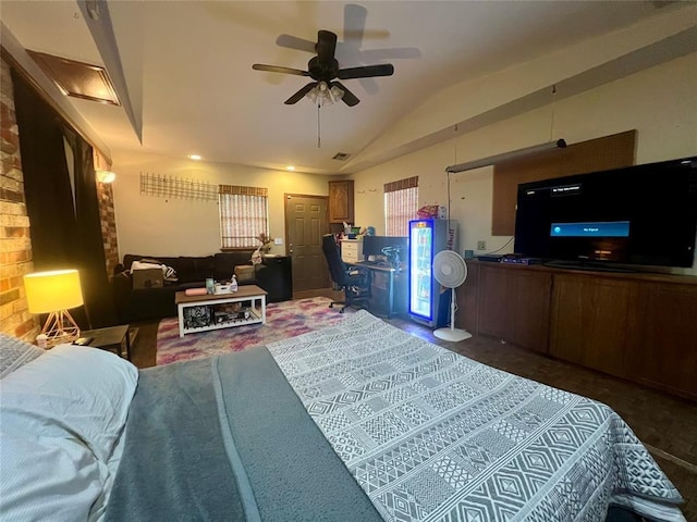 136 Skyline Dr, Chickasha, OK 73018 - bedroom with visible vents and lofted ceiling