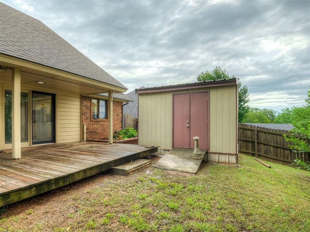 7 Kaross Dr, Shawnee, OK 74801 - deck featuring a storage unit
