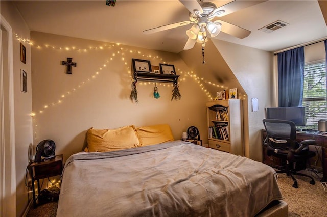 bedroom with carpet floors and visible vents