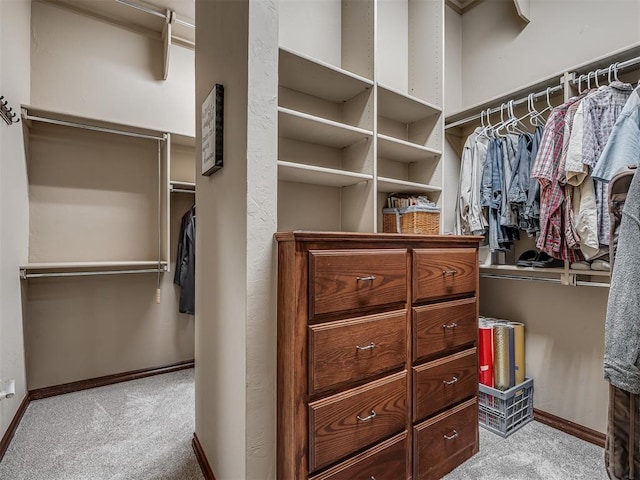 walk in closet featuring carpet