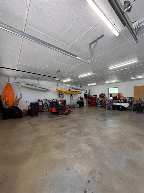garage with a garage door opener
