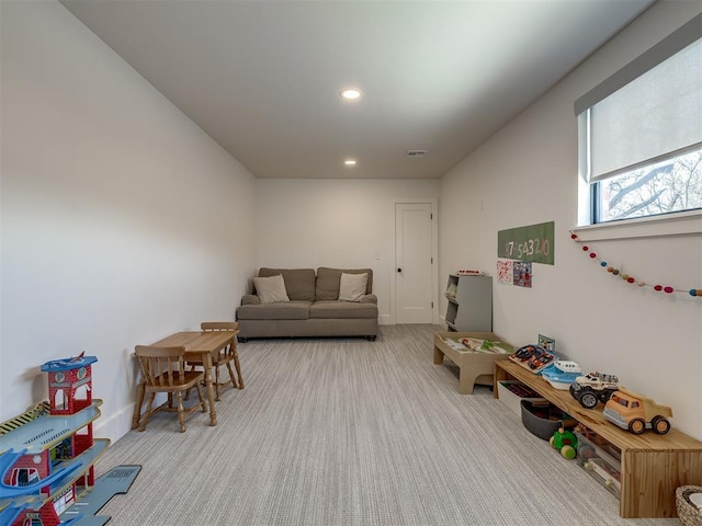 2320 Belleview Dr, Oklahoma City, OK 73112 - playroom featuring recessed lighting, visible vents, baseboards, and carpet floors