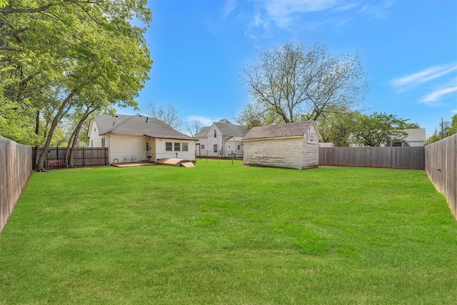 121 S Randlett St, Hobart, OK 73651 - view of yard featuring a fenced backyard and an outbuilding