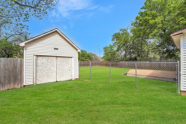 121 S Randlett St, Hobart, OK 73651 - view of yard featuring an outdoor structure, a storage shed, and a fenced backyard