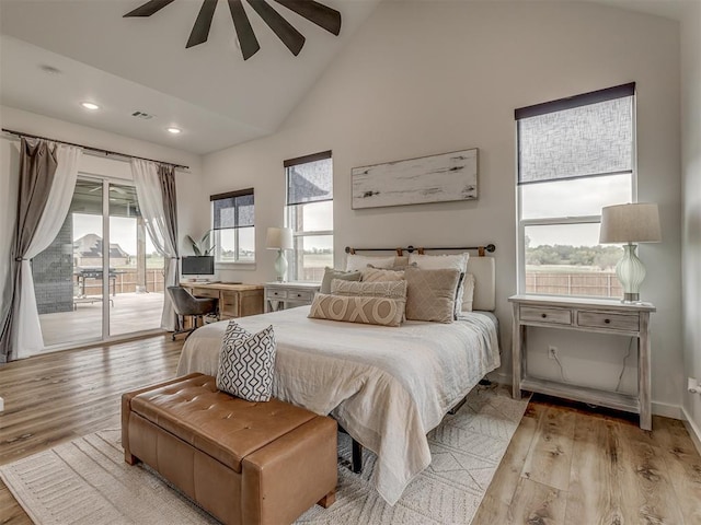 1330 Acclivis Ct, Newcastle, OK 73065 - bedroom with visible vents, light wood-type flooring, access to outside, and recessed lighting