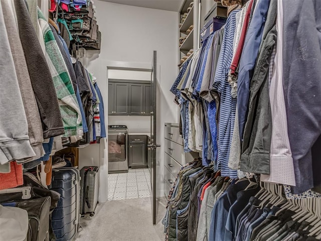 1330 Acclivis Ct, Newcastle, OK 73065 - spacious closet with light carpet and washing machine and dryer