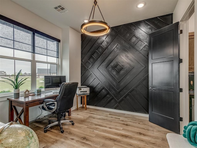 1330 Acclivis Ct, Newcastle, OK 73065 - office area featuring a wealth of natural light, recessed lighting, visible vents, and light wood-style flooring
