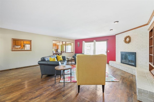 10404 Durham Dr, Oklahoma City, OK 73162 - living room featuring a fireplace and wood finished floors