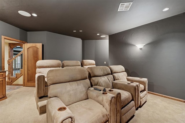 3920 Creek Bank Dr, Edmond, OK 73003 - cinema featuring light carpet and recessed lighting