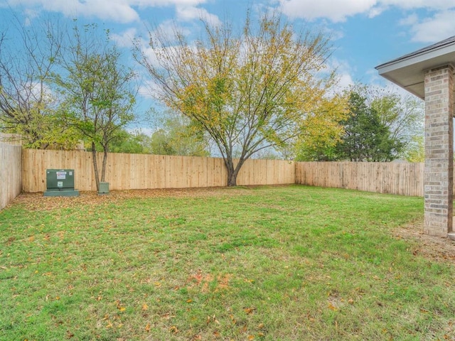 view of yard featuring a fenced backyard