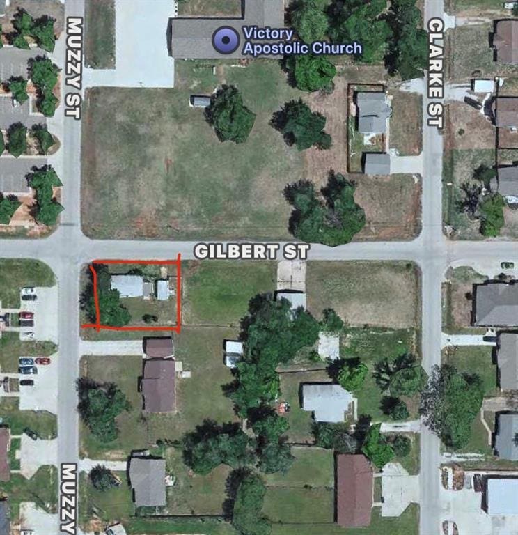 2420 Muzzy St, Choctaw, OK 73020 - aerial overview of property's location featuring property boundaries highlighted