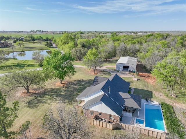 2400 Lost Lake Ln, Yukon, OK 73099 - view from above of property with a nearby body of water and a pool