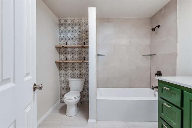 230 SE 50th St, Oklahoma City, OK 73129 - bathroom with bathtub / shower combination, vanity, and tile patterned floors