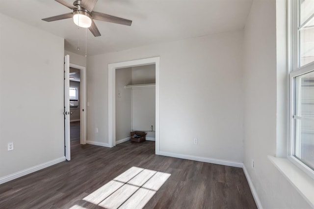 230 SE 50th St, Oklahoma City, OK 73129 - unfurnished bedroom with wood finished floors, a ceiling fan, and a closet