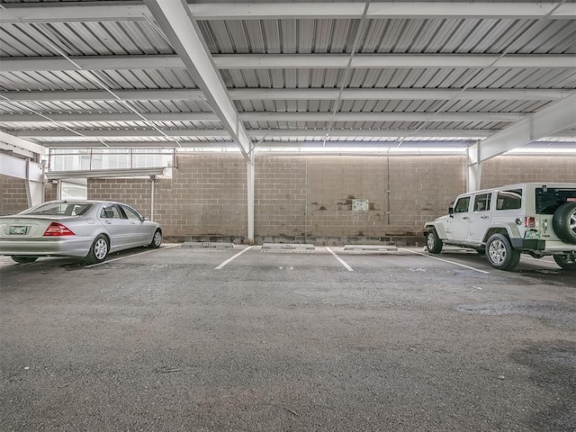 view of covered parking lot
