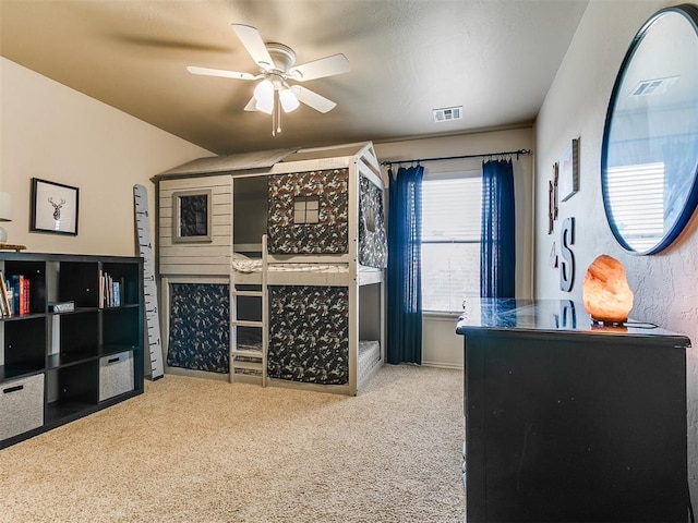 3515 Homesteaders Ln, Guthrie, OK 73044 - interior space featuring a ceiling fan, visible vents, and carpet flooring