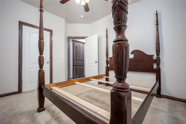 2400 Whiteoak Dr, Blanchard, OK 73010 - bedroom with light carpet, a ceiling fan, and baseboards