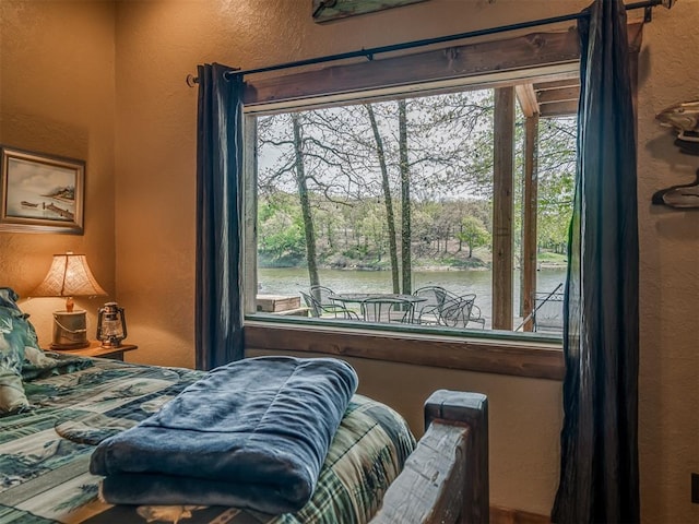 2010 Shady Cv, Sulphur, OK 73086 - bedroom with a textured wall and a water view