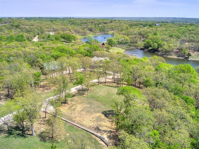 2010 Shady Cv, Sulphur, OK 73086 - drone / aerial view featuring a wooded view and a water view
