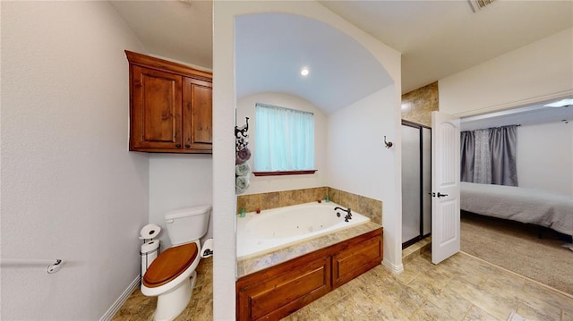 130 Quail Dr, Healdton, OK 73438 - ensuite bathroom featuring ensuite bath, toilet, a whirlpool tub, and a stall shower