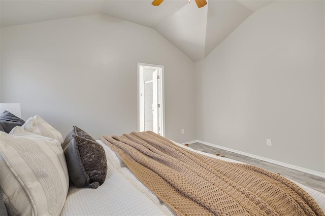15924 Sky Run Dr, Edmond, OK 73013 - bedroom with baseboards, a ceiling fan, and lofted ceiling