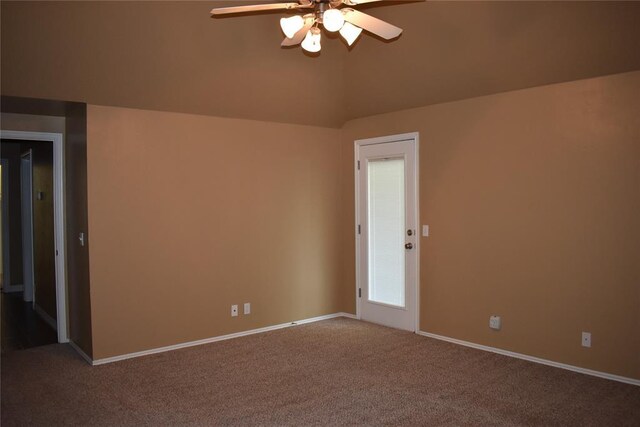 2297 Barrington Dr, Blanchard, OK 73010 - carpeted empty room with baseboards, a ceiling fan, and lofted ceiling