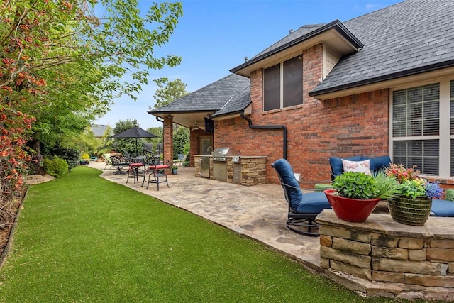 4608 Greystone Ct, Norman, OK 73072 - exterior space with exterior kitchen and area for grilling