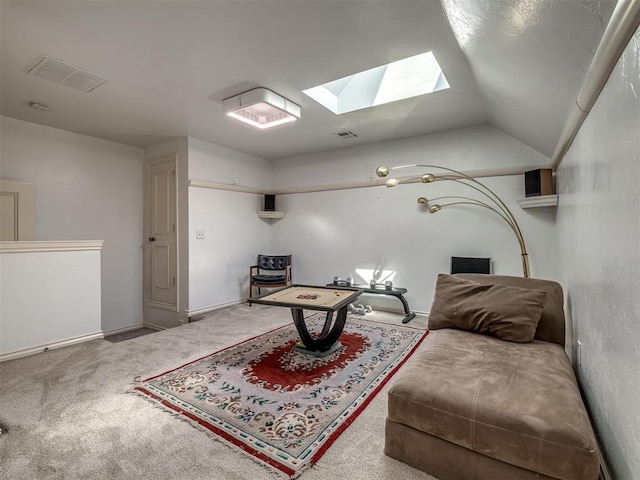 8016 NW 124th St, Oklahoma City, OK 73142 - carpeted living room with a skylight and baseboards