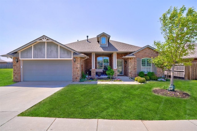 18313 Summer Grove Ave, Edmond, OK 73012 - single story home featuring brick siding, an attached garage, a front yard, and concrete driveway
