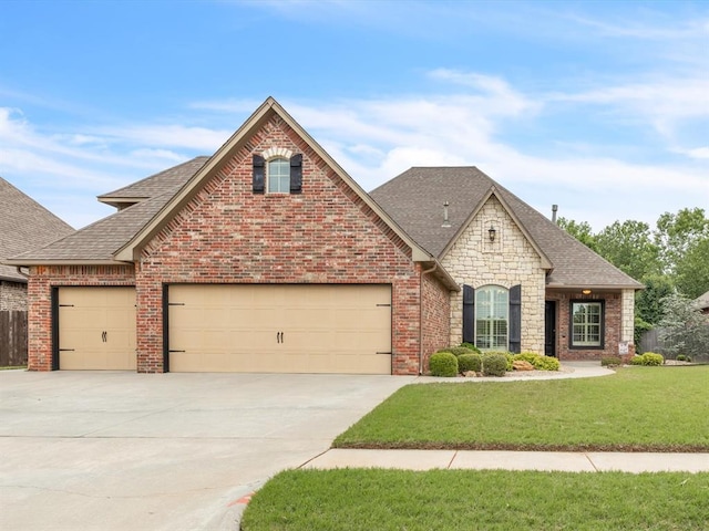 13401 Grapevine Trl, Oklahoma City, OK 73170 - french provincial home with driveway, roof with shingles, and an attached garage