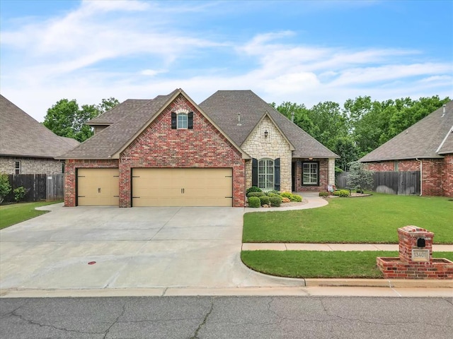 13401 Grapevine Trl, Oklahoma City, OK 73170 - view of front facade featuring concrete driveway, a shingled roof, an attached garage, and brick siding