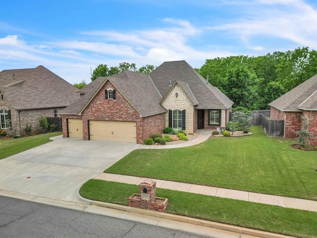 13401 Grapevine Trl, Oklahoma City, OK 73170 - view of front facade with brick siding, driveway, a garage, and a shingled roof