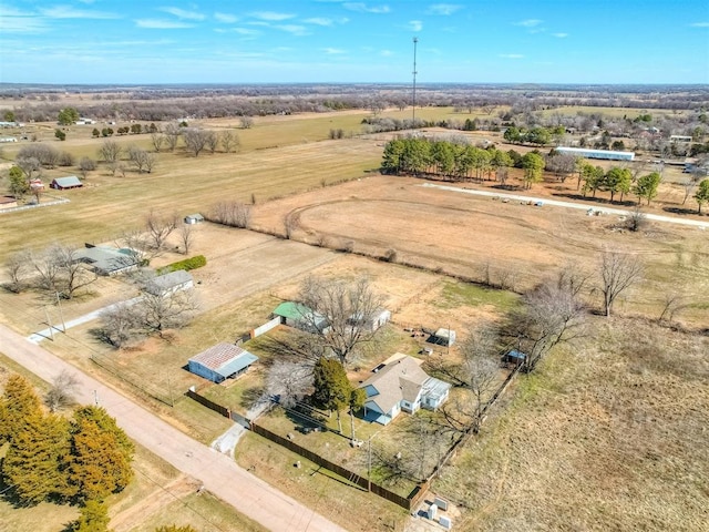 birds eye view of property with a rural view