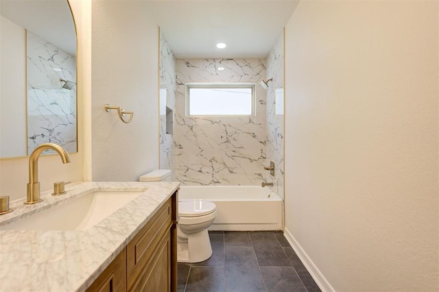 1804 Foxfire Rd, Edmond, OK 73003 - bathroom featuring shower / bathing tub combination, toilet, and vanity
