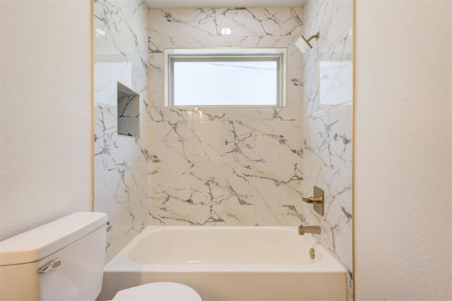 1804 Foxfire Rd, Edmond, OK 73003 - full bath with bathtub / shower combination, a textured wall, and toilet